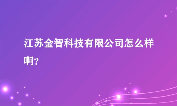 江苏金智科技有限公司怎么样啊？