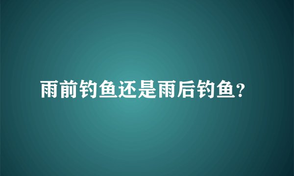 雨前钓鱼还是雨后钓鱼？