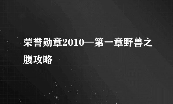 荣誉勋章2010—第一章野兽之腹攻略
