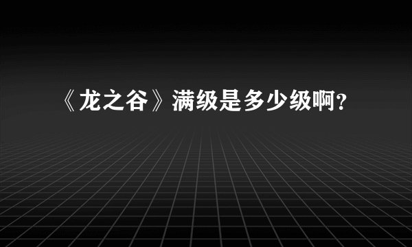 《龙之谷》满级是多少级啊？