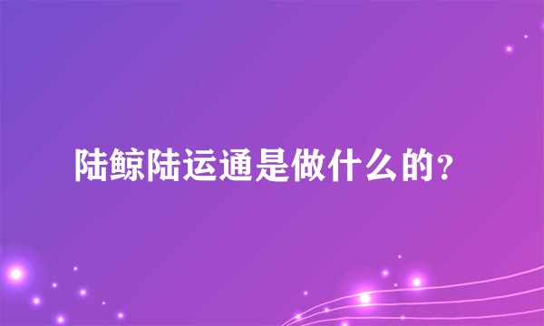 陆鲸陆运通是做什么的？