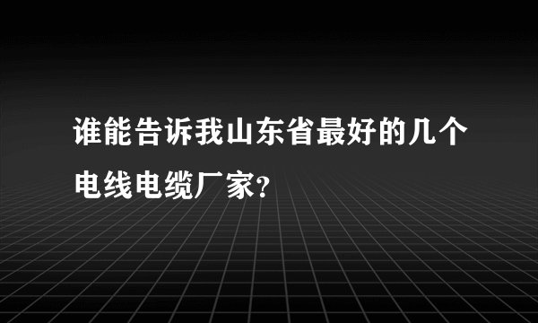 谁能告诉我山东省最好的几个电线电缆厂家？