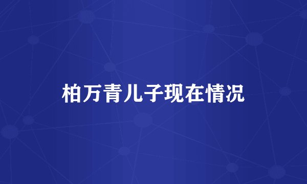 柏万青儿子现在情况