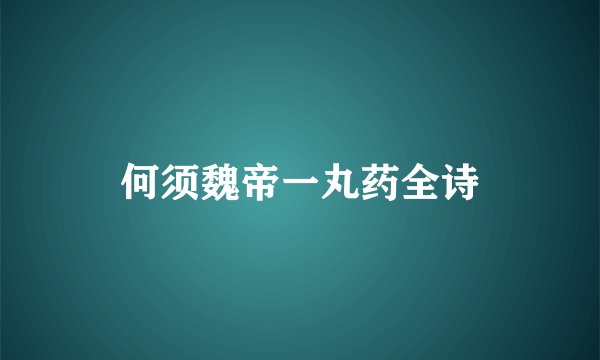 何须魏帝一丸药全诗