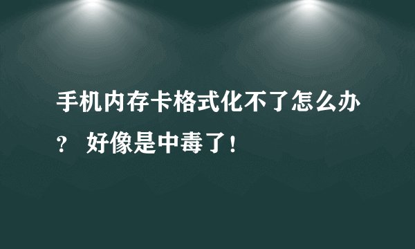 手机内存卡格式化不了怎么办？ 好像是中毒了！