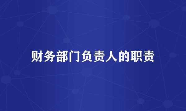 财务部门负责人的职责