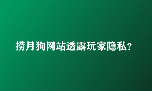 捞月狗网站透露玩家隐私?