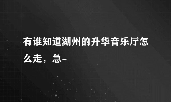 有谁知道湖州的升华音乐厅怎么走，急~
