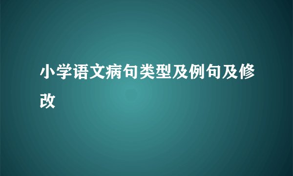 小学语文病句类型及例句及修改