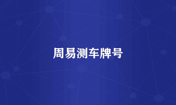 周易测车牌号