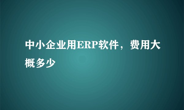 中小企业用ERP软件，费用大概多少