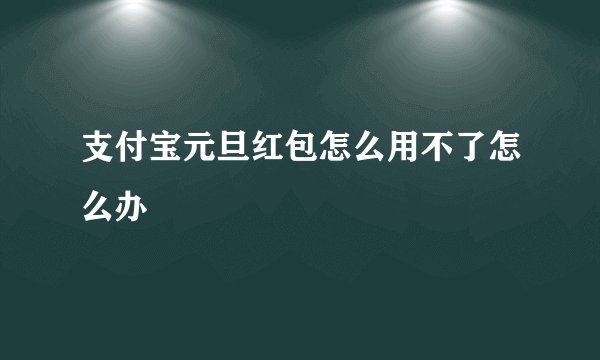 支付宝元旦红包怎么用不了怎么办
