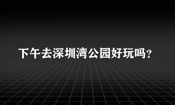 下午去深圳湾公园好玩吗？