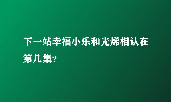 下一站幸福小乐和光烯相认在第几集?
