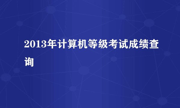 2013年计算机等级考试成绩查询