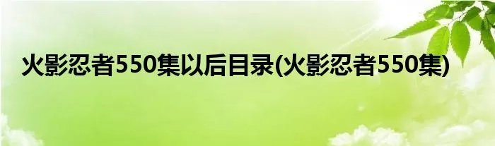 火影忍者550集以后目录(火影忍者550集)