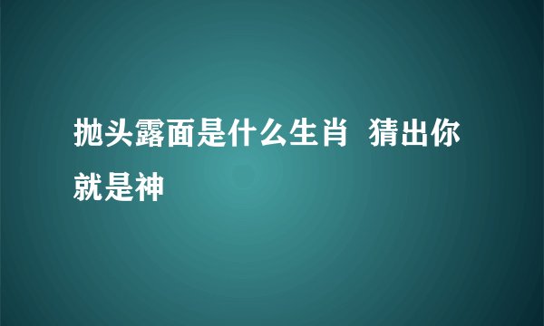 抛头露面是什么生肖 猜出你就是神