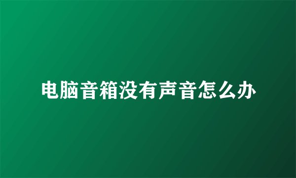 电脑音箱没有声音怎么办