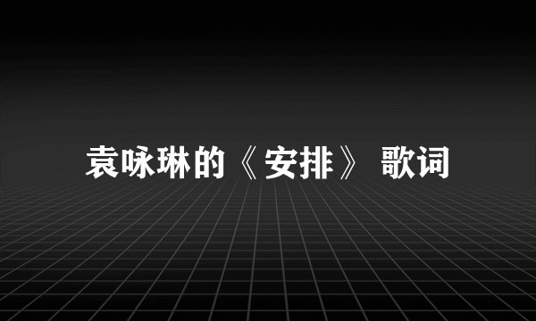袁咏琳的《安排》 歌词