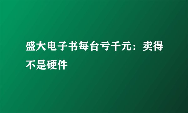 盛大电子书每台亏千元：卖得不是硬件