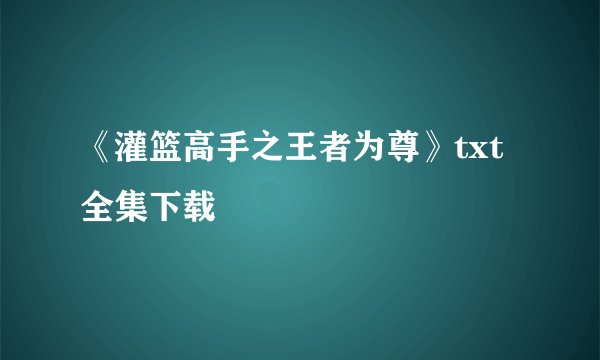 《灌篮高手之王者为尊》txt全集下载