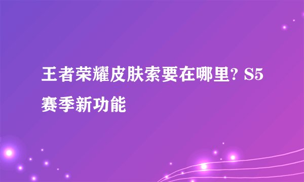 王者荣耀皮肤索要在哪里? S5赛季新功能