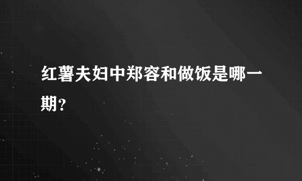 红薯夫妇中郑容和做饭是哪一期？