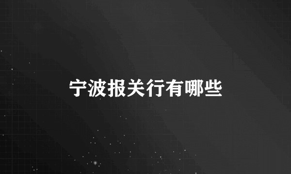 宁波报关行有哪些