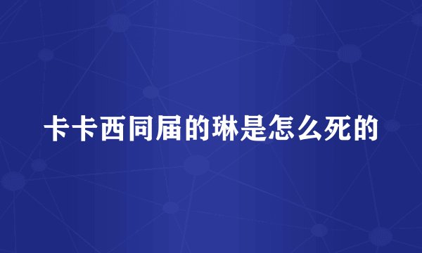 卡卡西同届的琳是怎么死的