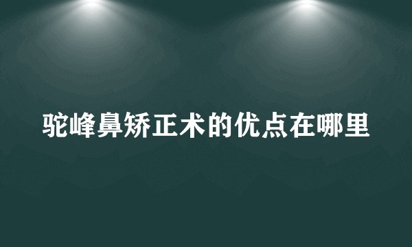 驼峰鼻矫正术的优点在哪里