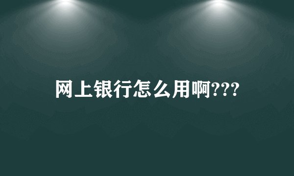 网上银行怎么用啊???