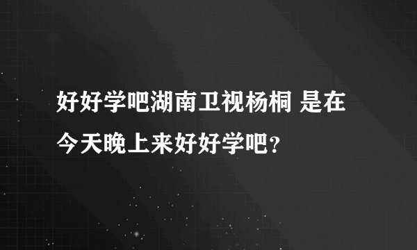 好好学吧湖南卫视杨桐 是在今天晚上来好好学吧?