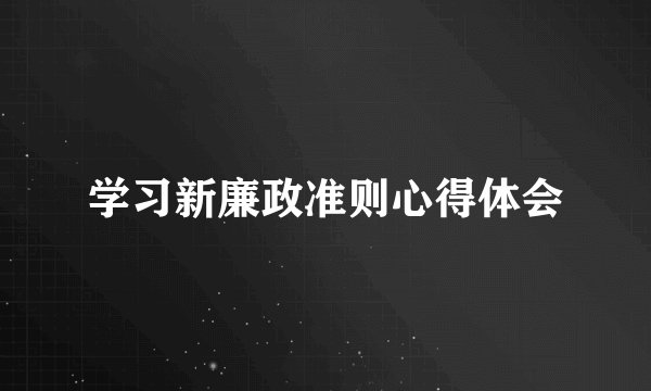 学习新廉政准则心得体会