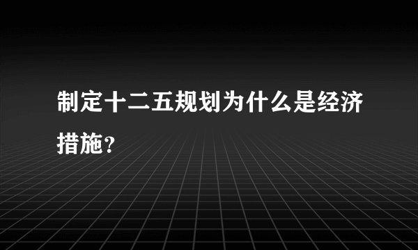制定十二五规划为什么是经济措施？