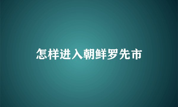 怎样进入朝鲜罗先市