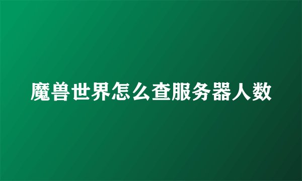 魔兽世界怎么查服务器人数