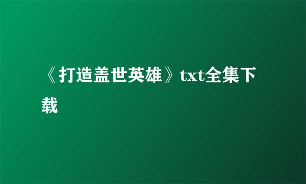 《打造盖世英雄》txt全集下载