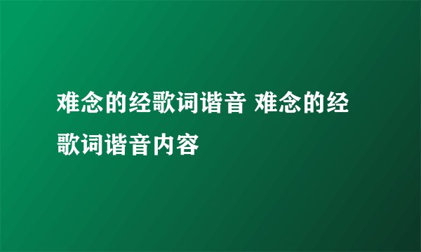 难念的经歌词谐音 难念的经歌词谐音内容