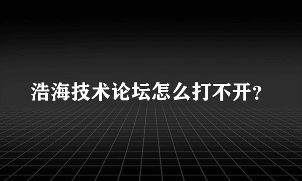 浩海技术论坛怎么打不开？