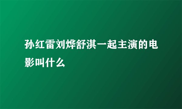 孙红雷刘烨舒淇一起主演的电影叫什么