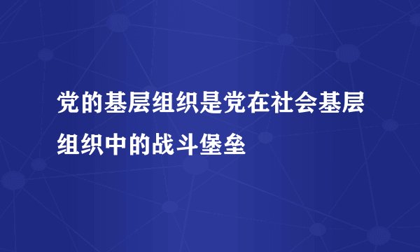 党的基层组织是党在社会基层组织中的战斗堡垒