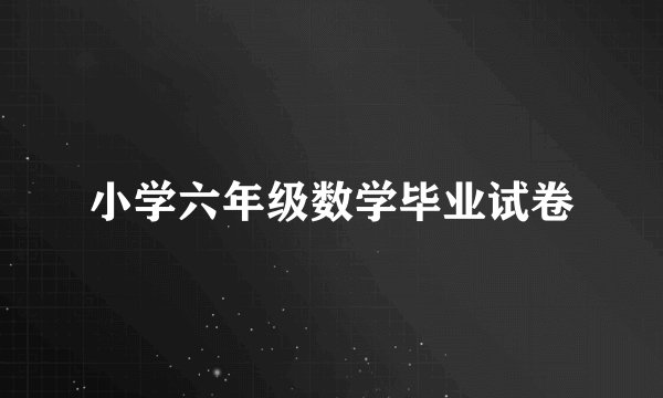 小学六年级数学毕业试卷