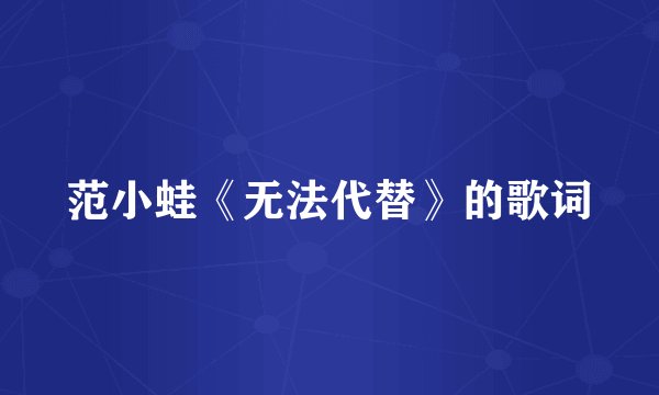 范小蛙《无法代替》的歌词
