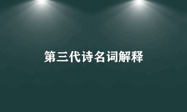 第三代诗名词解释