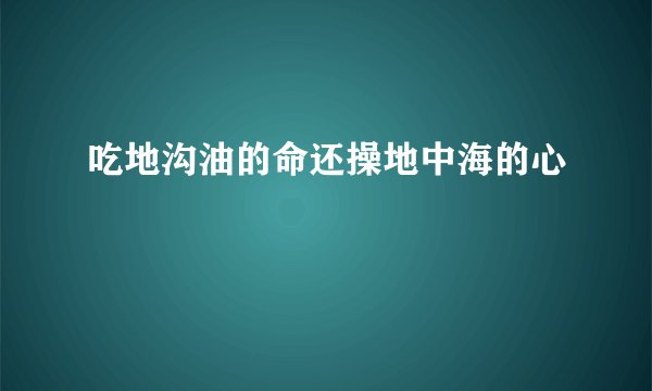 吃地沟油的命还操地中海的心