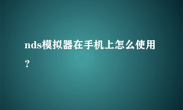 nds模拟器在手机上怎么使用？