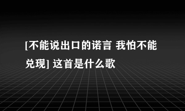 [不能说出口的诺言 我怕不能兑现] 这首是什么歌