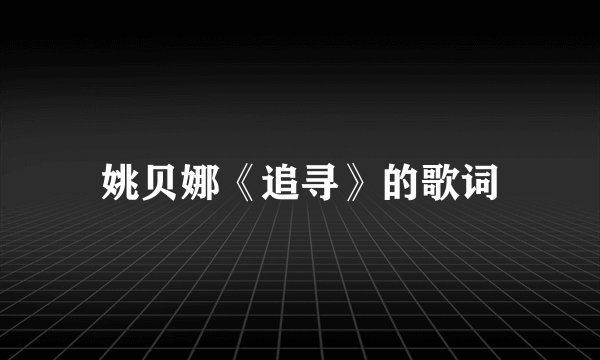 姚贝娜《追寻》的歌词