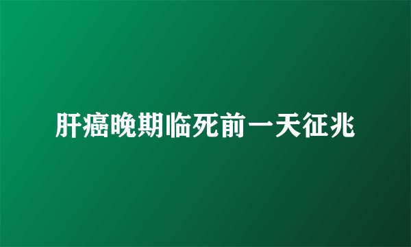 肝癌晚期临死前一天征兆