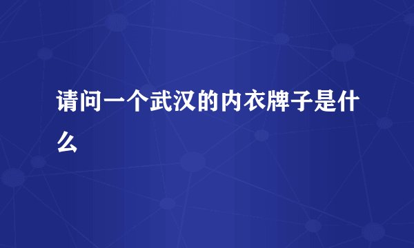 请问一个武汉的内衣牌子是什么